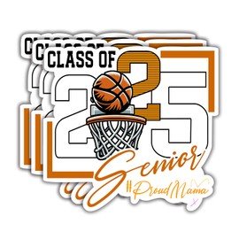 (3Pcs) Class of Basketball Senior Sticker - Proud Mama Decal for Laptops, Water Bottles, Phones, Tumblers, Books, Cars, Mugs, Size 2.8 x 3 Inch