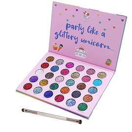 Paleta de sombras de ojos con purpurina de 30 colores, paleta de sombras de ojos coloridas y brillantes  1 pincel para sombras de ojos, paleta de...  