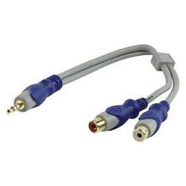 Ex-Pro® 0.20m (20cm) 3.5mm Jack plug to 2 x RCA Phono Connection Professional 24K Gold (Stereo Left/Right)