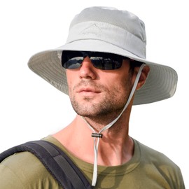 Sun Hats for Men Women Fishing Hat UPF 50+ Breathable Wide Brim Summer UV Protection Hat Light Grey