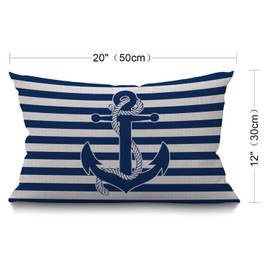 BGBDEIA Cushion Cover Retro Nautical Anchor Rectangle Outdoor Cushion Covers 12x20 inch, 30 x 50 cm Cushion Cover with Invisible Zip for Sofa Chair Living Room