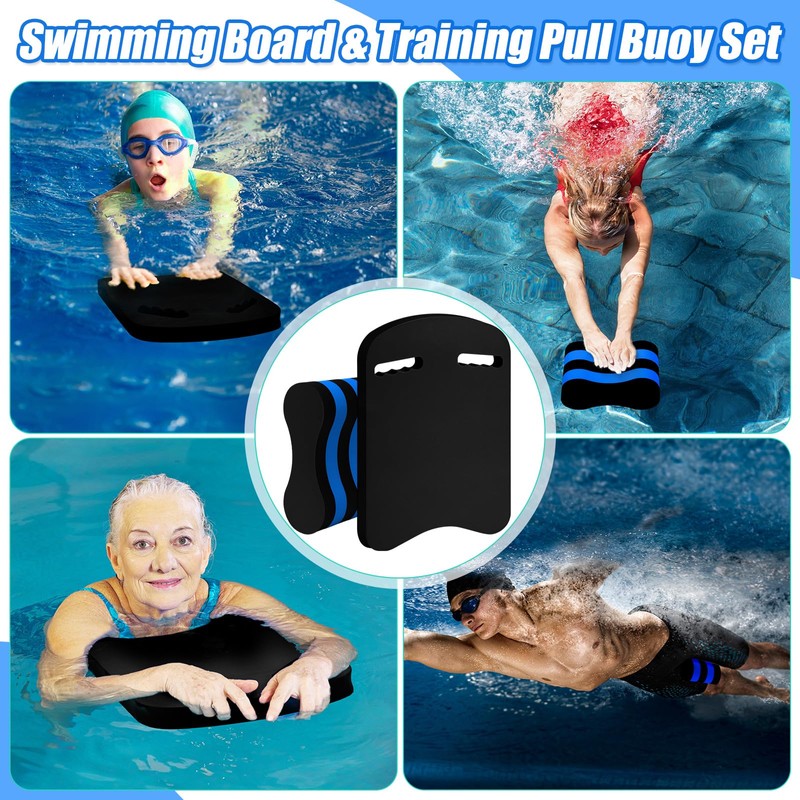 Motionchic 2 Pcs Swimming Kickboard Pull Buoy Set Training Aid