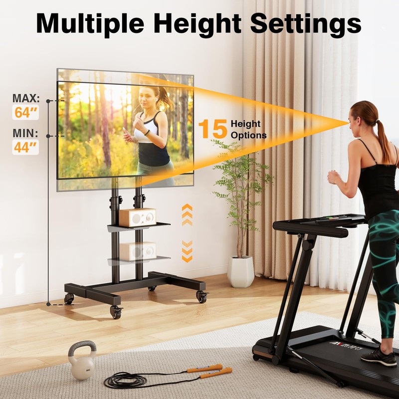 TAVR Furniture Mobile TV Stand Rolling TV Cart Floor Stand
