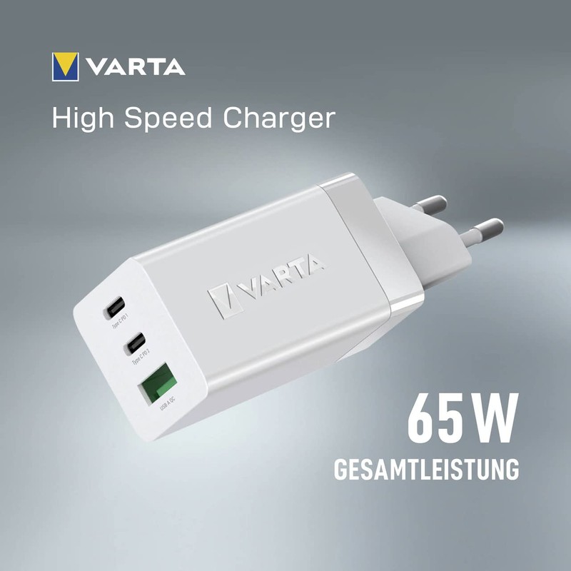 VARTA Charger, 65 W, simultaneous charging of up to 3