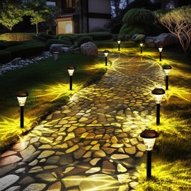 GIGALUMI 16 Pack Solar Lights Outdoor Waterproof,New Upgraded for Outside,Solar Outdoor Lights for Garden,Patio,Lawn,Yard and Landscape(Warm White)