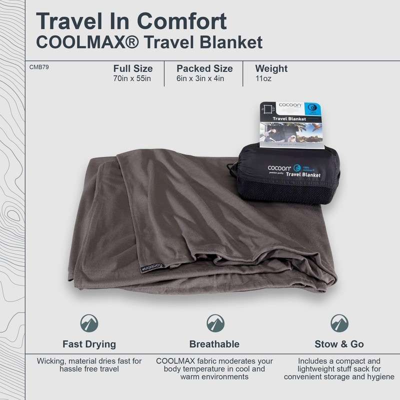 Cocoon Travel Blanket CoolMax grey 2019