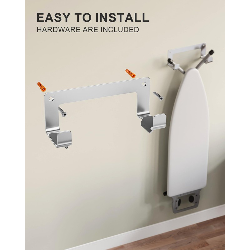 MUSVOH 2PC Ironing Board Hanger Wall Mount Stainless Steel, Y