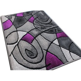 YHSF Modern Contemporary Area Rug for Living Room Bedroom Office Rug Trendz Style (Purple, 2 Feet x 3 Feet)