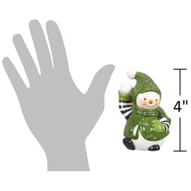 The Bridge Collection Green Clad Snowmen Salt and Pepper Shaker Set - 2 Piece Set Snowman Winter Kitchen Items - Fun Christmas Salt and Pepper Shakers for Home Decor