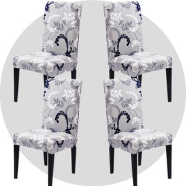 NDMMSO Dining Room Chair Covers Set of 4 Super Fit Stretch Removable Washable Dining Chair Protector Cover Seat Slipcover for Hotel, Dining Room, Ceremony, Banquet Wedding Party(Grey rattan)