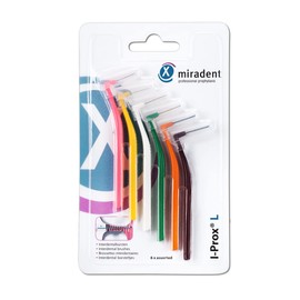 miradent I-Prox® L Interdental Brush Assorted XX Fine - Large Pack of 6 for Easy Thorough Cleaning of Interdental Spaces | in Pocket Format | with Hygienic Protective Cap | Ideal for on the Go