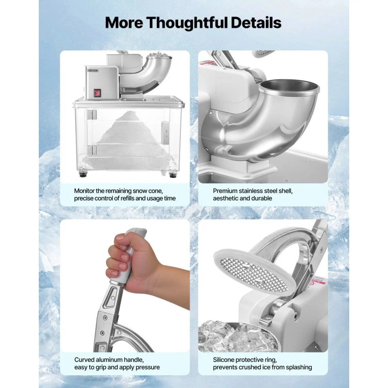 Commercial Electric Shaved Ice Maker 661Lbs H Manual Operation For