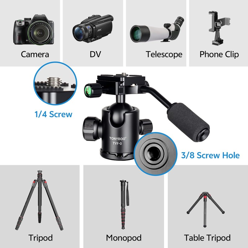 TONYBOO TYF-0 Ball Head with Handle,Camera Tripod Ball Head with