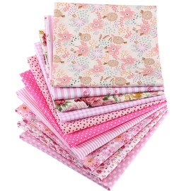 10 Pieces 20 x 20 Inch Fabric Quilting Floral Patchwork Pink Fabric Square Bundles Fabric for Sewing DIY Crafts Handmade Bags Clothing, Various Patterns