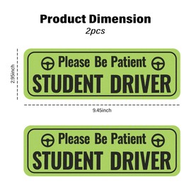2PCS Student Driver Magnet for Car,Highly Reflective Student Driver Sticker for Car Door/Trunk/Hood/Bumper,Universal Removable Please Be Patient New Driver Magnet for Car (Green)