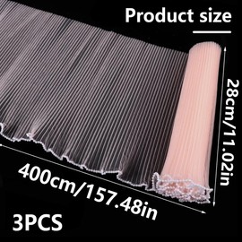 Chris.W 3 Packs Flower Wrapping Paper, 12.6 Yard Pearl Edge Bouquet Packaging Paper Wrinkled Translucent for Party Favor Decor, Florist Supplies Wedding Engagement Valentine’s Day Gift Packaging, Pink