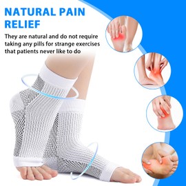 Grenben Functionalsocks - Functional Socks for Neuropathy,Soothe Compression Socks,Ankle Compression Sleeve Ankle Brace Socks,Ankle brace Socks,Neuropathy Socks for Women and Men White (L/XL)