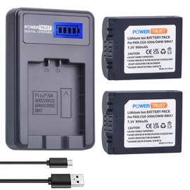 PowerTrust 2 Pack CGA-S006 CGR S006 S006E S006A S006 DMW-BMA7 DMW BMA7 Battery + LCD USB Charger for Panasonic DMC FZ7 FZ8 FZ18 FZ28 FZ30 FZ35