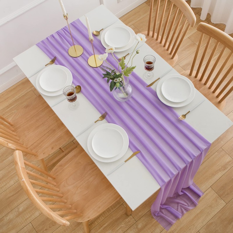 AOKSUNOVA Sheer Chiffon Table Runner for Rustic Boho Wedding Party