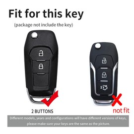 ontto Flip Car Key Fob Cover Fit for Ford Escape F150 F250 Focus Mondeo Ranger Maverick Ecosport 2 buttons Smart Key holder Alloy Leather Shell case keyring keychain protector accessories Brown B