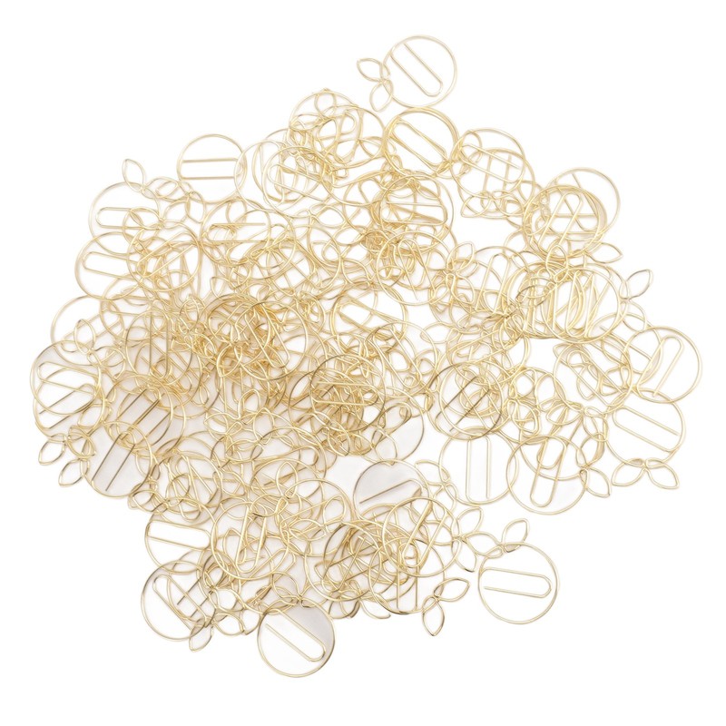 100Pcs Gold Paper Clips Cute Shape Stainless Steel Multifunction Metal