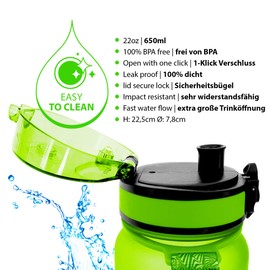 coolrhino Trinkflasche 650ml für Sport, Outdoor, Schule, Fitness & Kinder - Wasserflasche auslaufsicher und Bpa frei - Flasche für Kohlensäure geeignet (Rhino Yellow, 650ml)