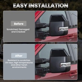 Top Half Tow Mirror Caps Cover Trim Compatible with 2017-2024 Ford F250 F350 F450 F550 Super Duty 2 Pcs Unpainted Directly Replacement (Black)