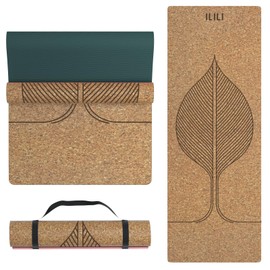 ILILI Eco-Friendly Cork Yoga Mat 1/4 inch Thick, 72''L*26''W, Non Slip Lightweight Cork and TPE Soft Exercise & Fitness Mat, Ideal for All Types of Yoga, Home, Gym & Studio Workouts (Dark Green)