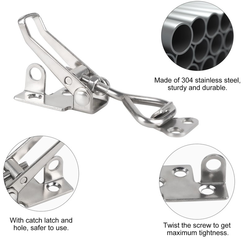 EXLECO 4 Pieces Stainless Steel Toggle Lock Set Lockable Toggle