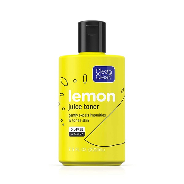 Clean & Clear Brightening Lemon Juice Facial Toner with Vitamin C and Lemon Extract to Gently Expel Impurities and Tone Skin, Alcohol-Free Oil-Free Cleansing Vitamin C Astringent Face Toner, 7.5 oz