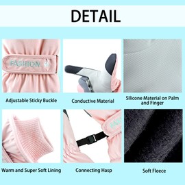 Andiker Winter Women's Ski Gloves, Winter Gloves, Warm, Waterproof Touchscreen Non-Slip Snowboarding Gloves for Skiing, Running and Cycling (Pink, One Size)