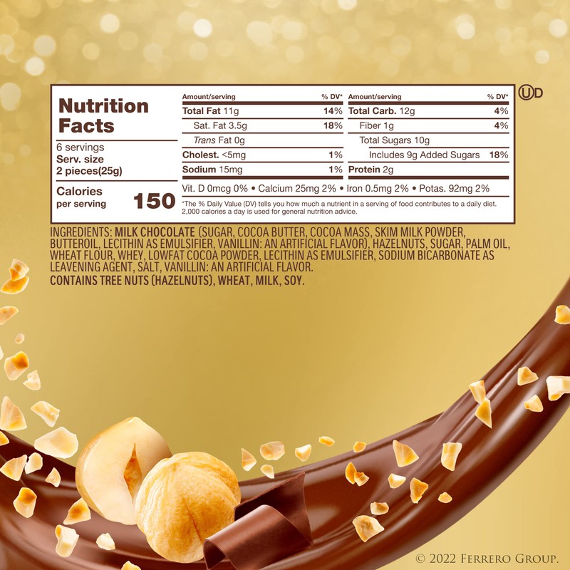 Ferrero Rocher, 12 Count, Premium Gourmet Milk Chocolate Hazelnut, Luxury