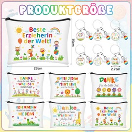 HAOWANWW 6 Pack Thank You Gift Set for Teacher Thank You Cosmetic Bag Keyring with Engraving for Teacher Toiletry Bag Thank You for Primary School Teacher Farewell Educator Birthday Graduation