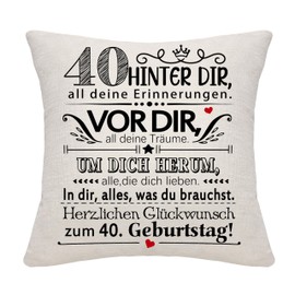 40 Years Old Women Men Birthday Gift Behind You All Your Memories Inspirational Gift 40th Birthday Gift Cushion Cover for Sister Brother Mum Dad Friends Boyfriend (40)