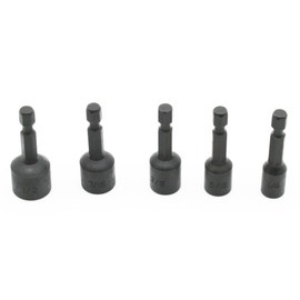 TEMO 5 pc Impact Ready Nut Driver Magnetic Nutsetter Set 1/4 Inch, 3/8 Inch, 5/16 Inch, 7/16 Inch, 1/2 Inch