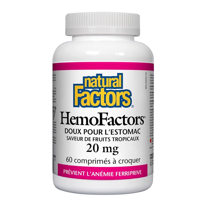 Natural Factors HemoFactors Easy on Stomach Iron 20 Milligram 60