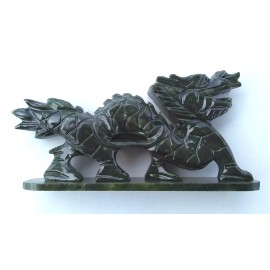 China Green Jade Dragon Carving decoration collection lucky home office store