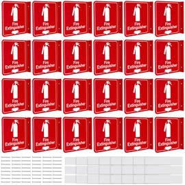 Barydat 24 Pcs Fire Extinguisher Signs 6.3" x 6.3" Fire Extinguisher with Pre Drilled Mounting Hole and Down Arrow Industrial Warning Signs Include Screws and Adhesive Tapes for Home Office Business