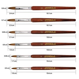 Kolinsky Sable Acrylic Nail Brush,100% Pure Kolinsky Hair Oval Shaped Natural Chinese Redwood Handle for Carving Painting Extending, with protected pipe，Size 14
