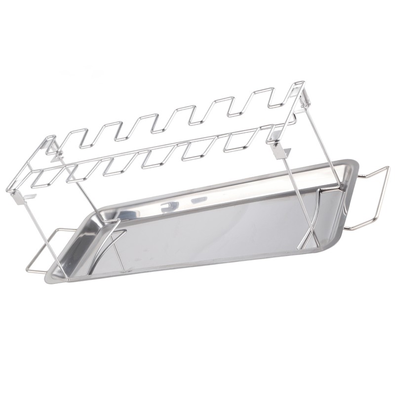 Chicken Leg Grill Rack with Drip Pan Stainless Steel Roaster