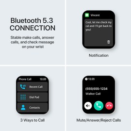 WalkerFit Smart Watch for Women: 1.84'' Big Screen Fitness Watch for Android, Running Smartwatch with Heart Rate Monitor for Blood Pressure SpO2/Sleep/Stress, Waterproof Activity Tracker