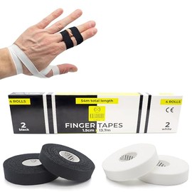 KALAHARI 4 Rolls zinc Oxide Tape Extra Long (Total 54m), White + Black. Athletic Tape, sports taping, bandage, finger taping, volleyball, climbing – Sport tape, non-elastic, 100% cotton, 1.5cm x 13.7m