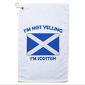 Golf Towel I'm Not Yelling I Am Scottish Scotland Countries Cotton Bag Accessories White Design Only