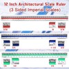 Biaungdo Architectural Scale Ruler, 12 Inch Solid Aluminum Triangular Drafting