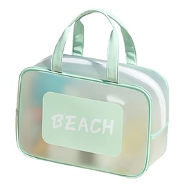 MARBEINE Pool Bag Adult Beach Bag Large Capacity Dry-Wet Separation Semi-Transparent Waterproof Vinyl Bag Girl Swimming Bag Boy Beach Bag Child Kids Pool Bag Handbag Swimming Onsen Travel Outdoor