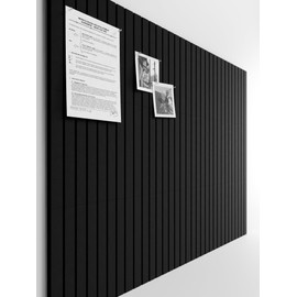 Bumusty Large Cork Board Alternative-47 x35 Felt Bulletin Board Tiles, with 30 Pushpins, 70 Adhesive Tabs, 12-Pack Slat Wall Paneling, Cork Boards for Office Push Pin Board Felt Board-Black