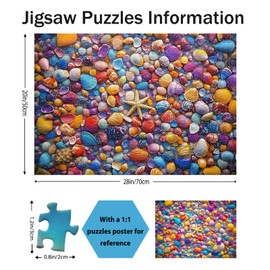 Yunlus Jigsaw Puzzles for Adults 1000 Pieces Impossible Hard Difficult Challenging Puzzles for Adults 1000pc Puzzle Beach Colourful Shell Jigsaw Puzzle 1000 Pieces 28 x 20 inch