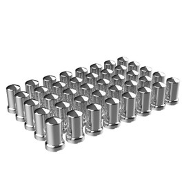 33MM Chrome ABS Plastic with Flange Push on Pointed Lug Nut Covers Caps for Semi Truck Wheels Hubcap Accessories (Pack of 40)