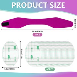 Schwimmband für Kinder, Gehörschutz, Ohrenschützer, aus Neopren, mit 40 Ohrenaufklebern, wasserdicht, elastisches Sportband zum Schwimmen und Surfen (Rosa, Mittel)