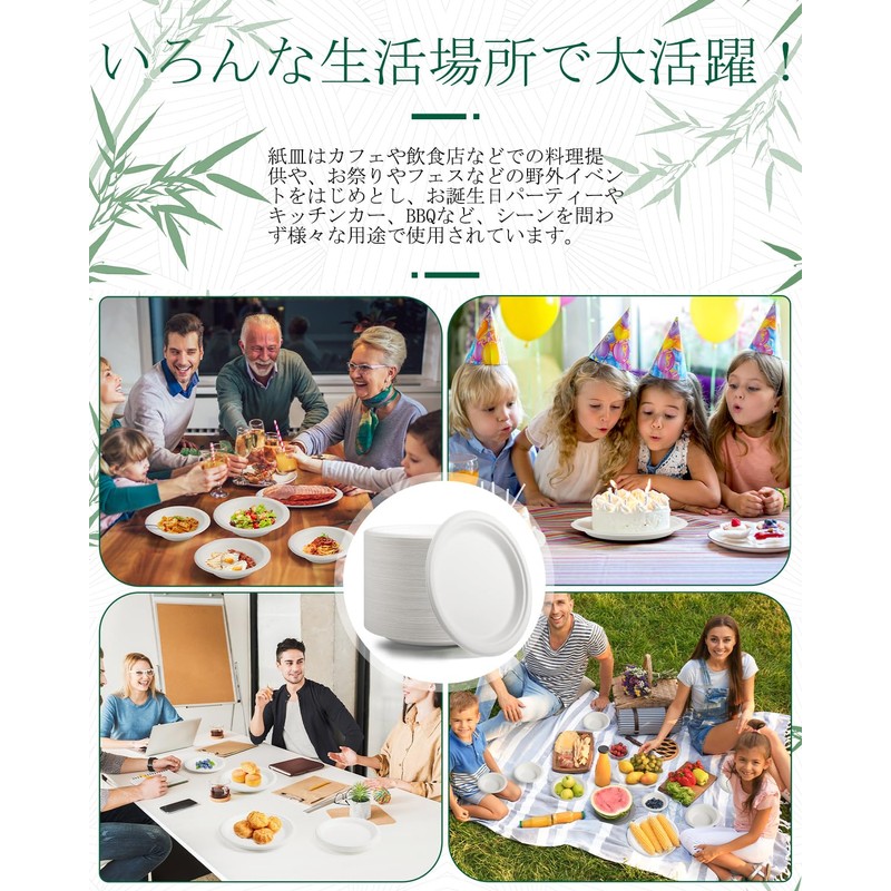 OasisSN Disposable Paper Plates, Set of 68, Eco-Friendly, Durable, No
